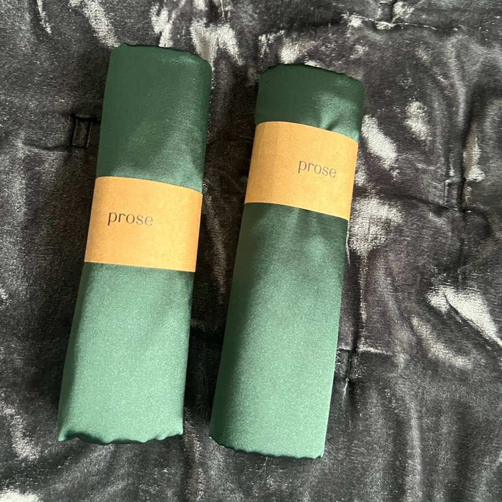 Prose green satin pillow case (2), NWT